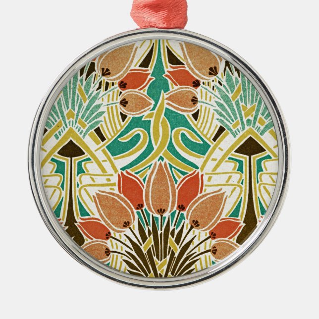 Art Nouveau pattern #11 Metal Tree Decoration (Front)