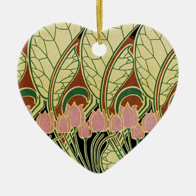 Art Nouveau pattern #1 Ceramic Tree Decoration (Front)