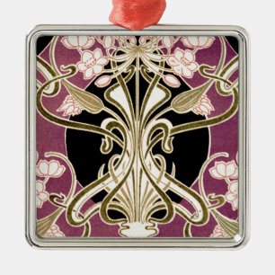 Art Nouveau pattern #2 Metal Tree Decoration