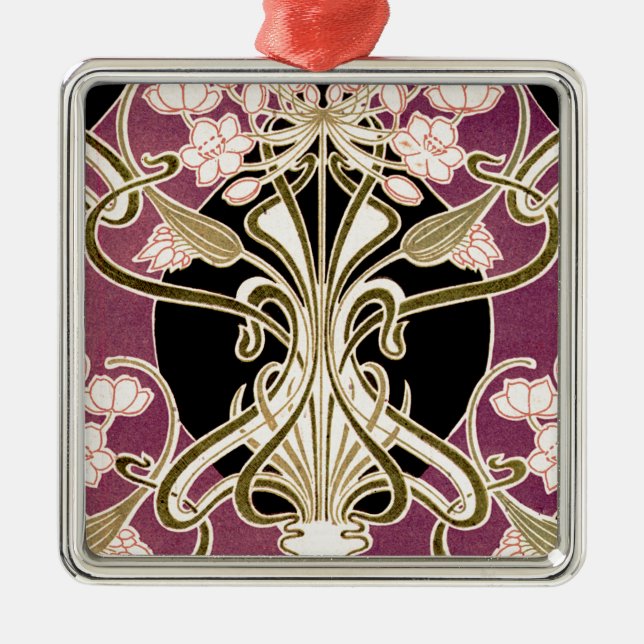 Art Nouveau pattern #2 Metal Tree Decoration (Front)