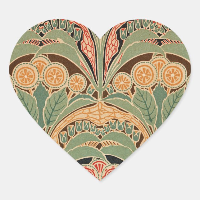 Art Nouveau Pattern #3 at Emporio Moffa Heart Sticker (Front)