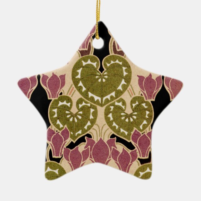 Art Nouveau pattern #4 Ceramic Tree Decoration (Front)