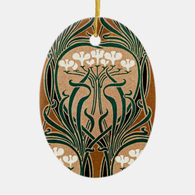 Art Nouveau pattern #9 Ceramic Tree Decoration (Front)