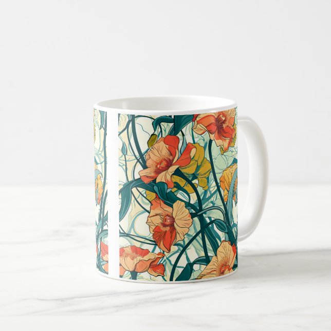 Art Nouveau Pattern Coffee Mug (Front Right)