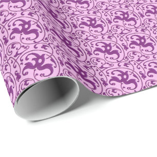 Art Nouveau pattern, plum on orchid Wrapping Paper