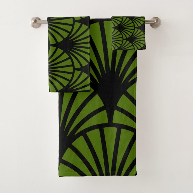 Art Nouveau Pattern Print Bath Towel Set (Insitu)