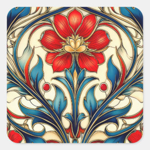 Art Nouveau Pattern Square Sticker