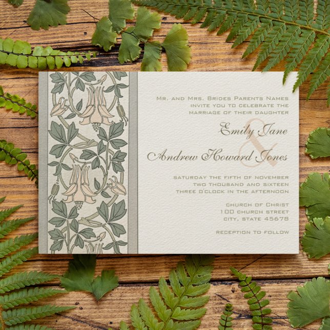Art Nouveau Peachy Pink Wedding Invitation (Creator Uploaded)