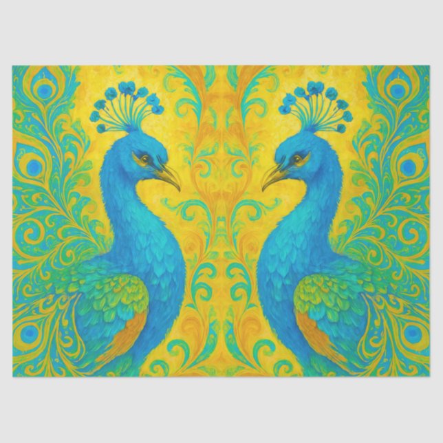 Art Nouveau Peacock 18lb Decoupage  Tissue Paper (Front)