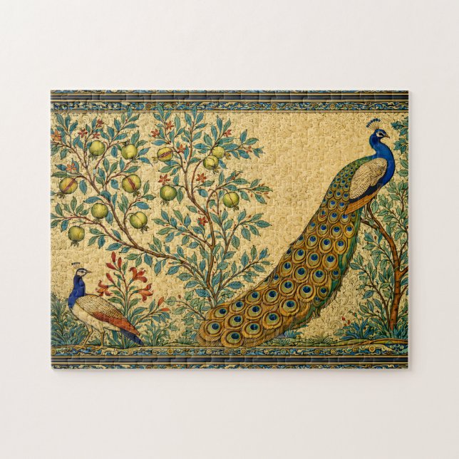 Art Nouveau Peacock Botanical Illustration  Jigsaw Puzzle (Horizontal)