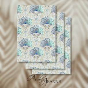Art Nouveau Peacock Butterfly Lt Blue Decoupage  Tissue Paper