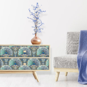 Art Nouveau Peacock Butterfly Navy Deco Decoupage  Tissue Paper