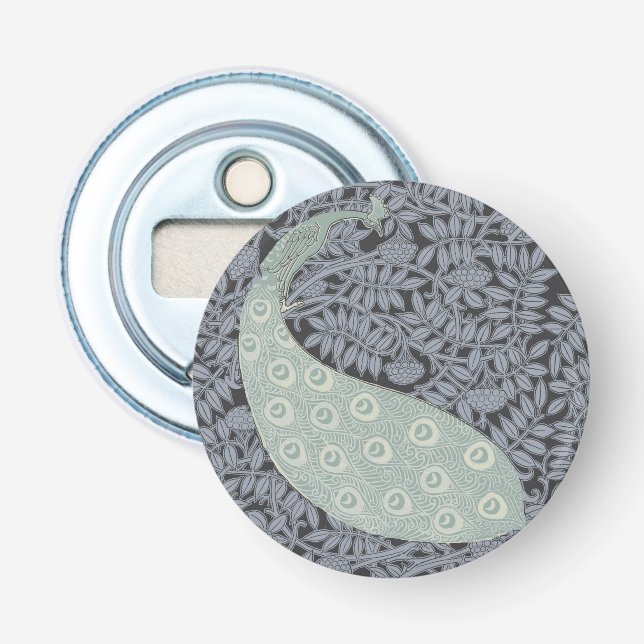 Art Nouveau Peacock Classic Vintage Bird Bottle Opener (Front)