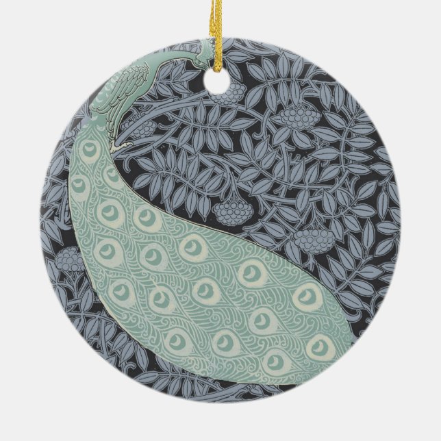 Art Nouveau Peacock Classic Vintage Bird Ceramic Tree Decoration (Back)