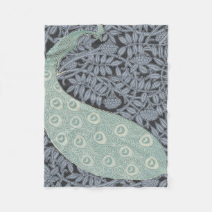 Art Nouveau Peacock Classic Vintage Bird Fleece Blanket