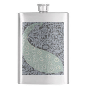Art Nouveau Peacock Classic Vintage Bird Hip Flask