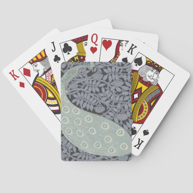 Art Nouveau Peacock Classic Vintage Bird Playing Cards (Back)