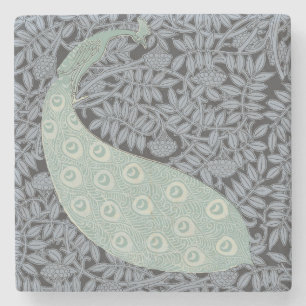 Art Nouveau Peacock Classic Vintage Bird Stone Coaster