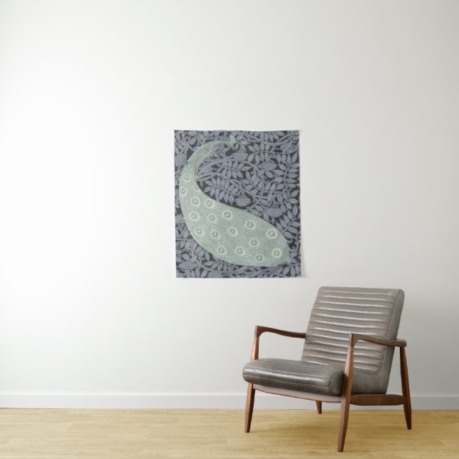 Art Nouveau Peacock Classic Vintage Bird Tapestry (In Situ)