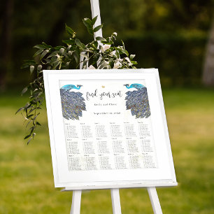 Art Nouveau Peacock Colors Reception Seating Chart