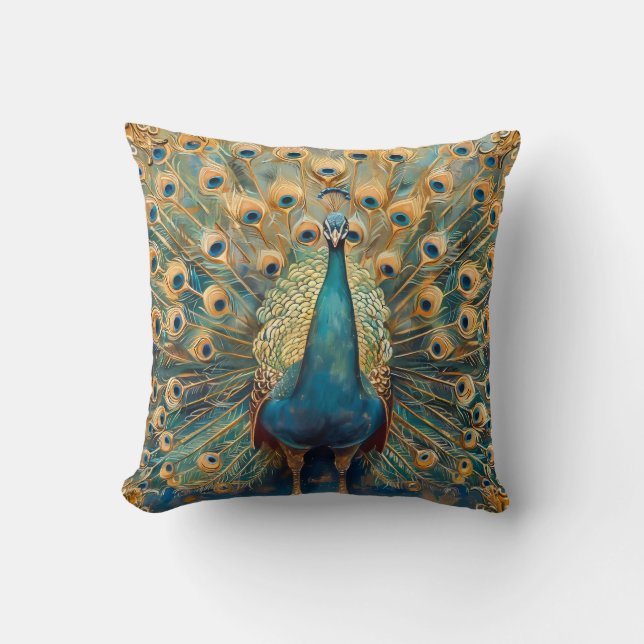 Art Nouveau Peacock Cushion (Front)