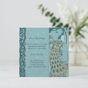 Art Nouveau Peacock Dinner Invitations
