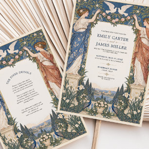 Art Nouveau Peacock Garden Wedding Invitation