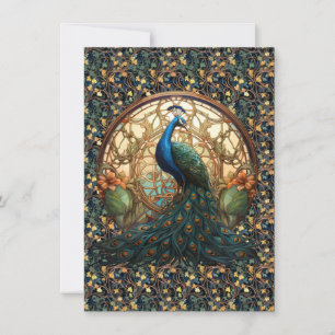 Art Nouveau Peacock on Note Card 1