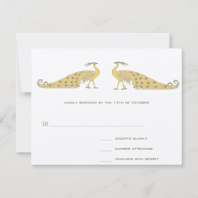 Art Nouveau Peacock Parade Response Card (Front)