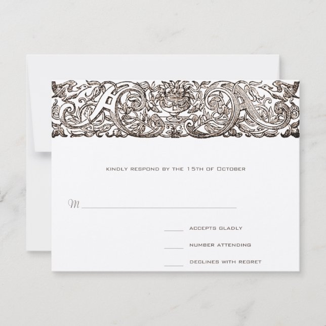 Art Nouveau Peacock Parade Response Card (Front)