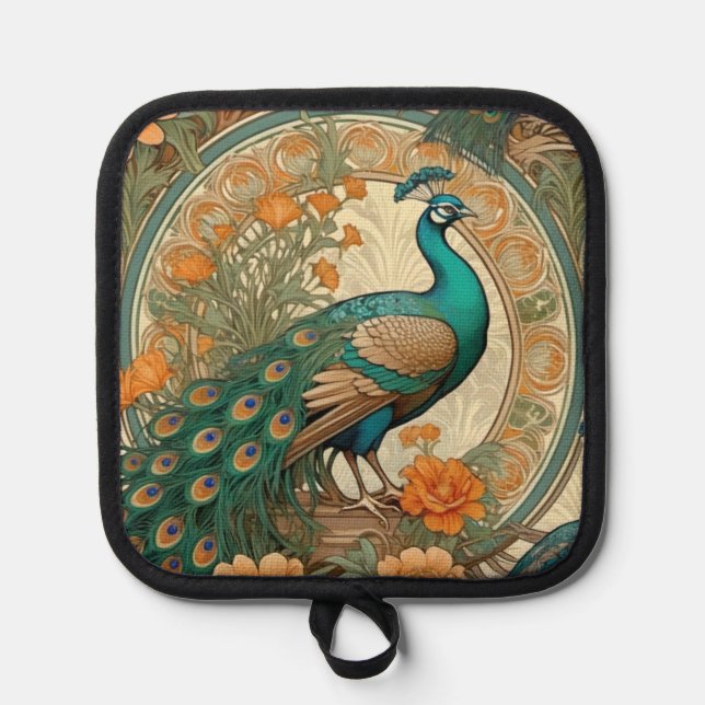 Art Nouveau Peacock Pot Holder (Front)