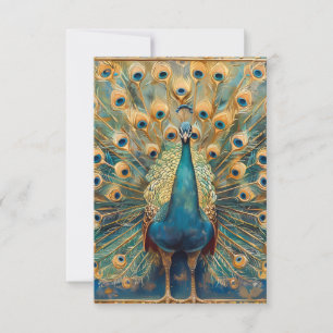 Art Nouveau Peacock Thank You Card