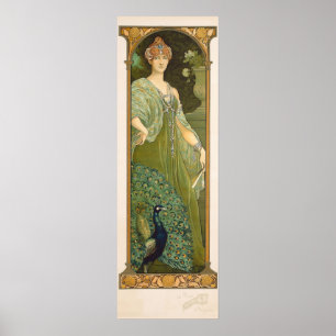 Art Nouveau Peacock Vintage Design Sonrel Poster