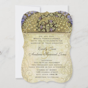 Art Nouveau Peacock Wedding Invitation