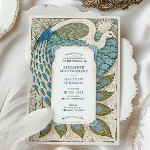 Art Nouveau Peacock Wedding Invitation