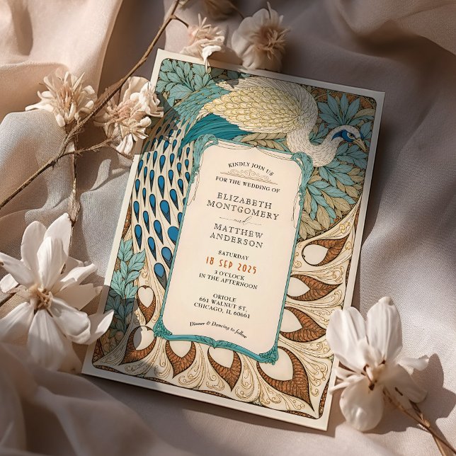 Art Nouveau Peacock Wedding Invitation (Creator Uploaded)