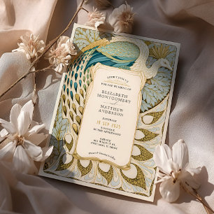 Art Nouveau Peacock Wedding Invitation