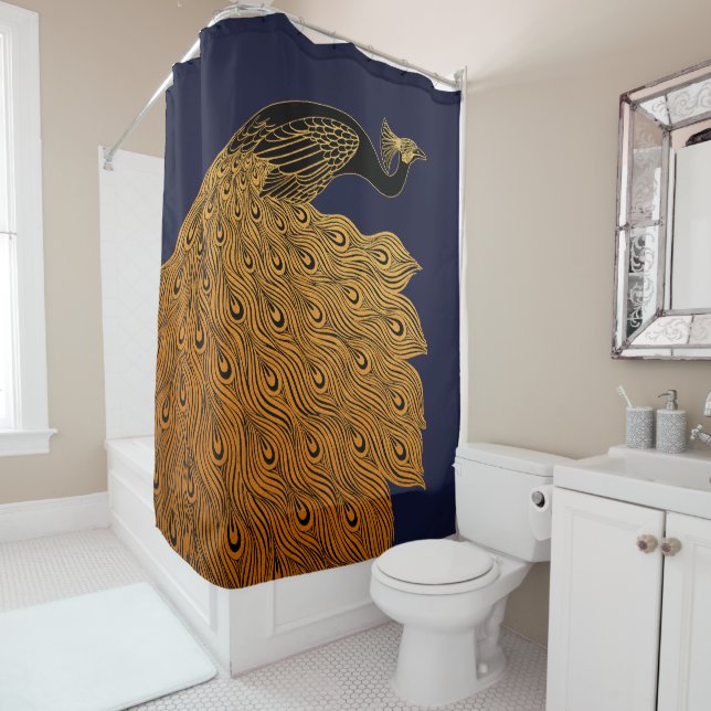 Art Nouveau Peacock Will Bradley Shower Curtain (In Situ)