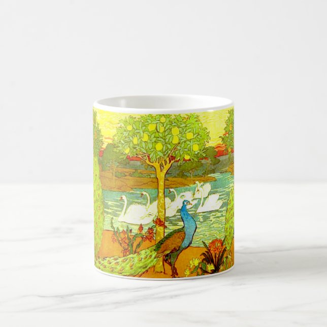 Art Nouveau Peacocks and Swans Coffee Mug (Center)