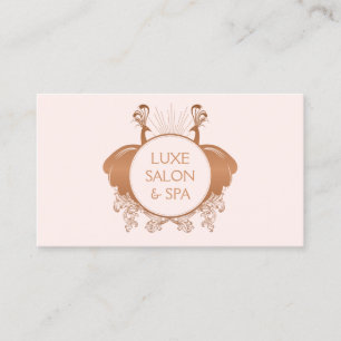 Art Nouveau Peacocks Logo Rose Gold/Pink Business Card