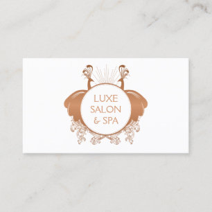 Art Nouveau Peacocks Logo Rose Gold/White Business Card