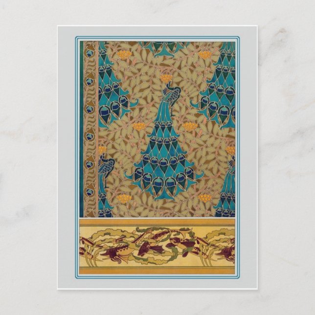 Art Nouveau Peacocks Postcard (Front)