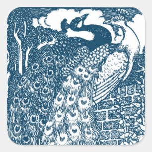 Art Nouveau Peacocks Square Sticker
