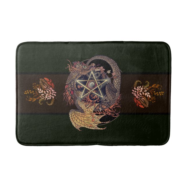 Art Nouveau Pentacle Dragon   Bath Mat (Front)