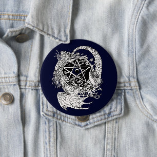 Art Nouveau Pentacle Dragon~button 10 Cm Round Badge