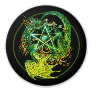 Art Nouveau pentacle dragon Ceramic Knob