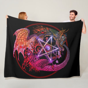 Art Nouveau Pentacle Dragon Fleece Blanket