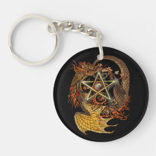 Art Nouveau Pentacle Dragon~keychain Key Ring