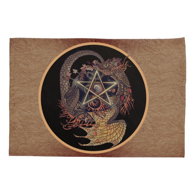 Art Nouveau Pentacle Dragon Pillowcase (Back)