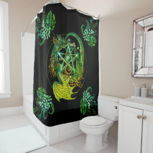Art Nouveau Pentacle Dragon Shower Curtain